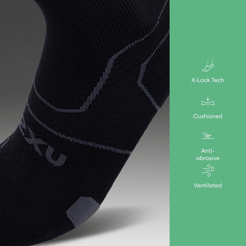 2XU Unisex Vectr Cushion Crew Socks - Sports Performance Socks - Black/Titanium - Size Small (Men's Size 3.5-5.5, Women's Size 5-7) - Image 4